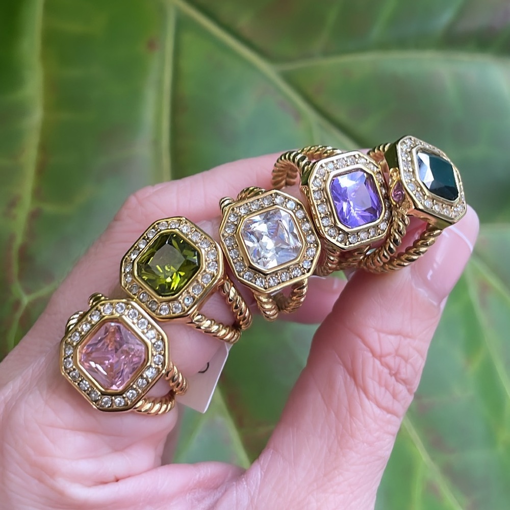 Beautiful rings with colorful AAA cubic zirconia
